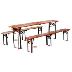 BIRCHTREE 3PCS Folding Beer Table Set 220cm Natural -Outdoor Furniture Store 94494597 4