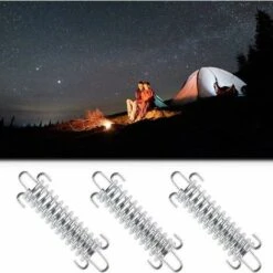 4 Pieces Shade Sail Spring, Shade Sail Tensioner Spring, Shade Sail Tension Spring, Camping Tent Tension Spring, Steel Tent Spring Rope Buckle (Silver） -Outdoor Furniture Store 94518449 4