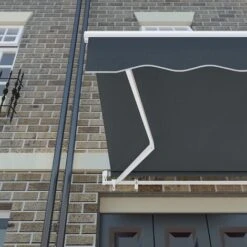 Greenbay 4.5 X 3m Manual Awning Retractable Angle Adjustable Canopy Patio Garden Sun Shade Shelter Grey -Outdoor Furniture Store 94566661 4