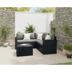 Rosen Garden Outdoor Patio 5 Seater Corner Sofa Set In Black With Raincover 9 Rosen Garden Outdoor Patio 5 Seater Corner Sofa Set In Black With Raincover -Outdoor Furniture Store 94911404 3