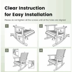 Outdoor Fir Wood Rocking Chair Porch Rocker Chair High Backrest Patio Rock Chair -Outdoor Furniture Store 95231906 4