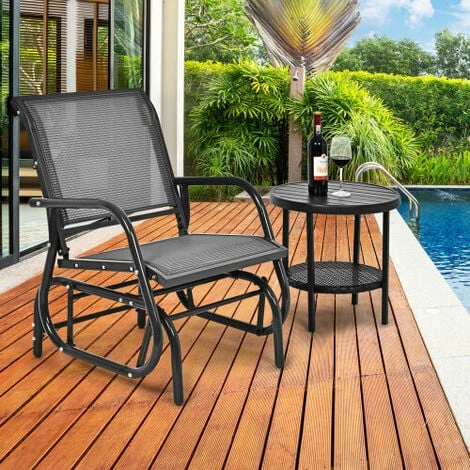 Swing Glider Chair Outdoor Single Rocking Chair Patio Chair Garden 4 Swing Glider Chair Outdoor Single Rocking Chair Patio Chair Garden - Image 2