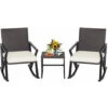 3 Piece Patio Rocking Set Outdoor PE Wicker Rocker Bistro Set -Outdoor Furniture Store 95232146 1