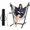 Hammock Chair With Stand Height Adjustable Hanging Chair W/ Phone Holder Pillow 1 Hammock Chair With Stand Height Adjustable Hanging Chair W/ Phone Holder Pillow -Outdoor Furniture Store 95421649 1