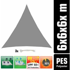 6x6x6 Waterproof Sun Shade Sail - Triangle Garden Shade Large Patio Sail Canopy