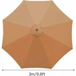 Replacement Cover For Parasol, 8 Ribs, 3 M, Waterproof, Anti-UV, Replacement Fabric, Khaki -Outdoor Furniture Store 95433815 2