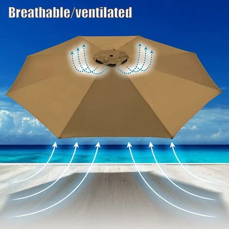 Replacement Cover For Parasol, 8 Ribs, 3 M, Waterproof, Anti-UV, Replacement Fabric - Khaki 6 Replacement Cover For Parasol, 8 Ribs, 3 M, Waterproof, Anti-UV, Replacement Fabric - Khaki - Image 5