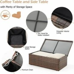 YODOLLA Garden Furniture Sets 7 Pieces Outdoor Rattan Sectional Sofa With Two Storage Boxes,for Garden, Backyard, Deck, Beige -Outdoor Furniture Store 95461312 3