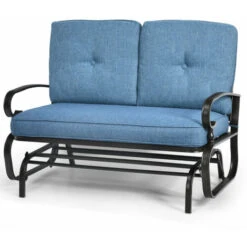 2 Seats Outdoor Swing Glider Chair Patio Loveseat Glider Rocking Bench