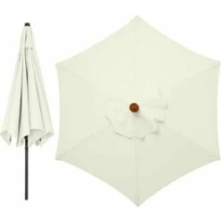 Garden Awning Replacement Parasol Cover Cream White Parasol Replacement Covers Replacement Parasol Covers 3 Meters 6 Arms Canopy Only