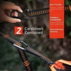 Tree Hammock Straps With 2 X 280cm2.5cm Hammock Ropes And 2 Iron Carabiners Camping Swing Hammock Fixing Kit With 200kg Load Capacity Tree Friendly ( -Outdoor Furniture Store 95879244 3