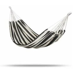 Black And White Garden Hammock Canvas Hammock Thickened Swing Hammock Simple Casual Camping With Nylon Bag