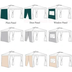 Gardenista Replacement Gazebo Curtain 2 Metre Outdoor Summer Furniture Water Resistant Great For Sun Shade Durable & High Quality, Green (Curtain Window) -Outdoor Furniture Store 95951959 5