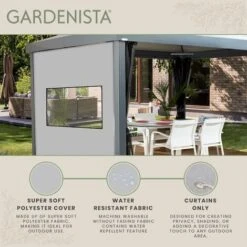 Gardenista Replacement Gazebo Curtain 2 Metre Outdoor Summer Furniture Water Resistant Great For Sun Shade Durable & High Quality, Grey (Curtain Window) -Outdoor Furniture Store 95951965 3