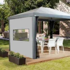 Gardenista Replacement Gazebo Curtain 2 Metre Outdoor Summer Furniture Water Resistant Great For Sun Shade Durable & High Quality, Grey (Curtain Window) -Outdoor Furniture Store 95951965 5