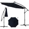 3M Patio Solar-Lighted Parasol 112 LED Cantilever Offset Umbrella Crank Tilt -Outdoor Furniture Store 95998125 1