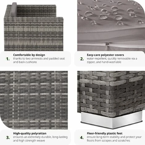 Rattan Armchair Lignano 1 Seat - Rattan Armchair, Rattan Chair, Garden Armchair - Grey 6 Rattan Armchair Lignano 1 Seat - Rattan Armchair, Rattan Chair, Garden Armchair - Grey - Image 4