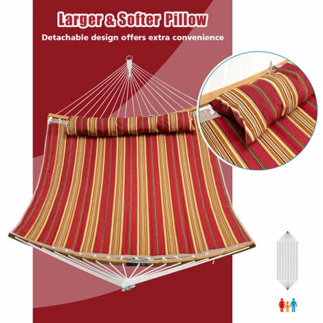 Double Hammock W/ Detachable Pillow & Hand-Woven Ropes 4 Double Hammock W/ Detachable Pillow & Hand-Woven Ropes - Image 2