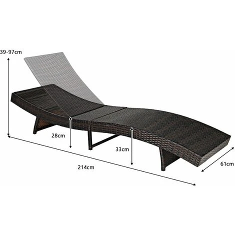 Patio Adjustable Rattan Chaise Lounge Chair Folding Reclining Wicker Chair 4 Patio Adjustable Rattan Chaise Lounge Chair Folding Reclining Wicker Chair - Image 2