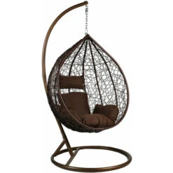 Brown Outdoor Rattan Hanging Egg Chair