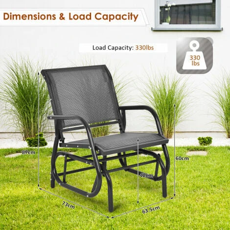 Swing Glider Chair Outdoor Single Rocking Chair Patio Chair Garden 4 Swing Glider Chair Outdoor Single Rocking Chair Patio Chair Garden - Image 2