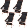 WOLTU Set Of 4 Folding Camping Chairs Compact Ultralight With Carry Bag And Headrest Camping Chair Black + Orange