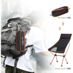 WOLTU Set Of 4 Folding Camping Chairs Compact Ultralight With Carry Bag And Headrest Camping Chair Black + Orange -Outdoor Furniture Store 96446043 4