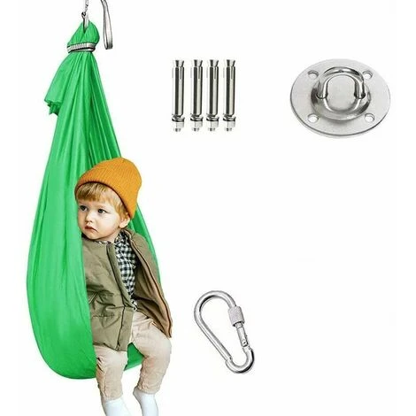 Outdoor Hammock Hanging Chair Indoor Kids Swing (100280cm Green)- 3 Outdoor Hammock Hanging Chair Indoor Kids Swing (100280cm Green)-