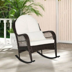 Outdoor Wicker Rocking Chair Mix Brown Outdoor Rocker -Outdoor Furniture Store 96492491 3