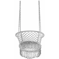 Macrame Swing Chair Hanging Cotton Rope Seat With Tassels