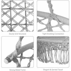 Macrame Swing Chair Hanging Cotton Rope Seat With Tassels -Outdoor Furniture Store 96492548 3