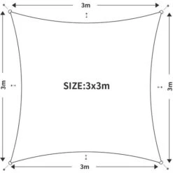 Aquariss 3x3m Sun Shade Sail Canopy Polyester UV Block With Free Rope Sunscreen Awning Square - Terracotta -Outdoor Furniture Store 96495266 4