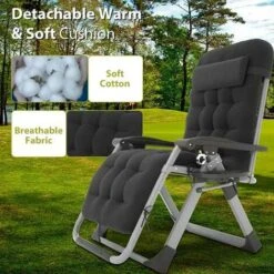 BIRCHTREE Sun Recliner With Thick Cushion Black -Outdoor Furniture Store 96681020 3