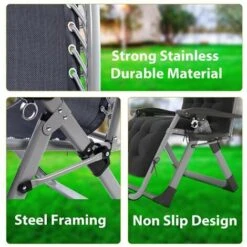 BIRCHTREE Sun Recliner With Thick Cushion Black -Outdoor Furniture Store 96681020 4