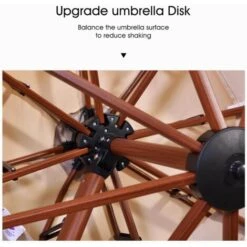 PURPLE LEAF 3.3M Garden Cantilever Parasol, Large Round Patio Umbrella With Crank Handle And Tilt For Balcony And Outdoor, Wood Pattern, Beige 9 PURPLE LEAF 3.3M Garden Cantilever Parasol, Large Round Patio Umbrella With Crank Handle And Tilt For Balcony And Outdoor, Wood Pattern, Beige -Outdoor Furniture Store 96717791 3