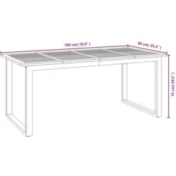 Garden Table With U-shaped Legs 180x90x75 Cm Solid Wood Acacia VidaXL 9 Garden Table With U-shaped Legs 180x90x75 Cm Solid Wood Acacia VidaXL -Outdoor Furniture Store 96812308 3