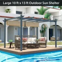 Outdoor Retractable Pergola Aluminum Grill Pavilion Canopy Shelter Grape Trellis -Outdoor Furniture Store 96821693 4