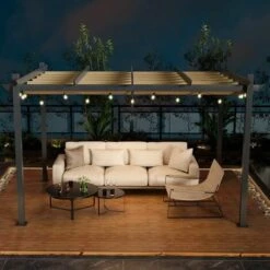 Outdoor Retractable Pergola Aluminum Grill Pavilion Canopy Shelter Grape Trellis -Outdoor Furniture Store 96821693 5