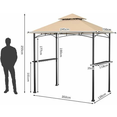 245 X 150 Cm Outdoor Grill Gazebo Patio BBQ Canopy Tent Shelter Steel Structure 5 245 X 150 Cm Outdoor Grill Gazebo Patio BBQ Canopy Tent Shelter Steel Structure - Image 3