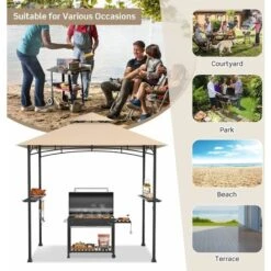 245 X 150 Cm Outdoor Grill Gazebo Patio BBQ Canopy Tent Shelter Steel Structure 11 245 X 150 Cm Outdoor Grill Gazebo Patio BBQ Canopy Tent Shelter Steel Structure -Outdoor Furniture Store 96821742 5