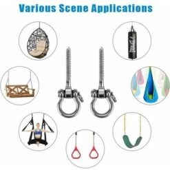 Pieces Screw Hook, Heavy Duty 304 Stainless Steel 180° Ceiling Hook For Indoor Outdoor Playground Yoga, Hammock, Rope, Swing, Hanging Chair, Punching Bag, Max 450kg -Outdoor Furniture Store 97100899 5