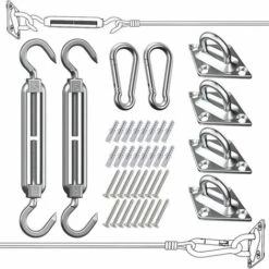 Shade Sail Fixing Kit - 304 Stainless Steel Shade Sail Hardware Kit, Rectangular/Square Garden Shade Sail Hardware Kit, Shade Sail Hardware Kit