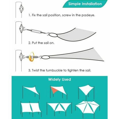 Shade Sail Fixing Kit - 304 Stainless Steel Shade Sail Hardware Kit, Rectangular/Square Garden Shade Sail Hardware Kit, Shade Sail Hardware Kit 6 Shade Sail Fixing Kit - 304 Stainless Steel Shade Sail Hardware Kit, Rectangular/Square Garden Shade Sail Hardware Kit, Shade Sail Hardware Kit - Image 4