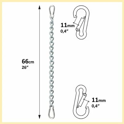 Chain With Two Carabiners, Variable Attachment For Hammock Up To 230 Kg (Chain 66 Cm) 4 Chain With Two Carabiners, Variable Attachment For Hammock Up To 230 Kg (Chain 66 Cm) - Image 2