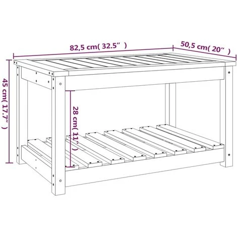 Garden Table 82.5x50.5x45 Cm Solid Wood Pine VidaXL 5 Garden Table 82.5x50.5x45 Cm Solid Wood Pine VidaXL - Image 3