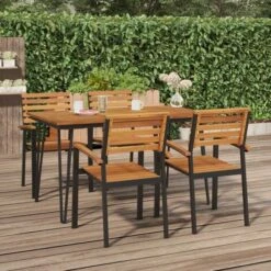 Garden Table With Hairpin Legs 140x80x75 Cm Solid Wood Acacia VidaXL 8 Garden Table With Hairpin Legs 140x80x75 Cm Solid Wood Acacia VidaXL -Outdoor Furniture Store 97307567 2