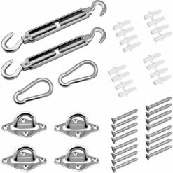 Shade Sail Fixing Kit, Stainless Steel Shade Sail Hardware Fixing Accessories Kit For Square Rectangle And Triangular Awnings (40 Pcs)