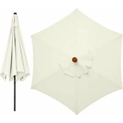 3 Meter 6 Arm Parasol Replacement Covers Garden Awning Replacement Parasol Cover Replacement Umbrella Cover Canopy Only (Cream White)