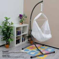 Support To Hang A Hammock For Babies, Suspended Cradle, Swing For Newborns, Suspended Rocking Chair For Infant, Small Children Hanging Chair Silvery Steel Ca. 100X100x170cm Supported Weight Max 50K -Outdoor Furniture Store 97469769 4
