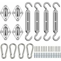 Shade Sail Fixing Kit, 44 Pcs Stainless Mounting Kit Sail Shade Fixings, Hardware Fixing Accessories Kit For Square Rectangle And Triangular Awnings